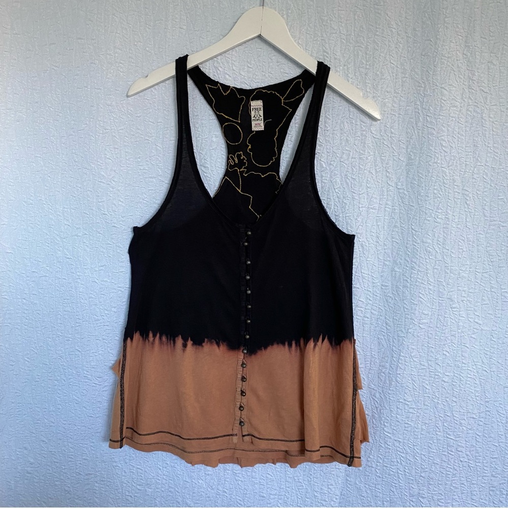 Free People Racerback Ruffle Bleached Tank Top - Picture 5 of 9